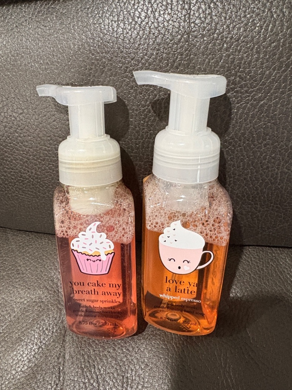 Bath and body foaming soap set in sweet sugar sprinkles and whipped espresso